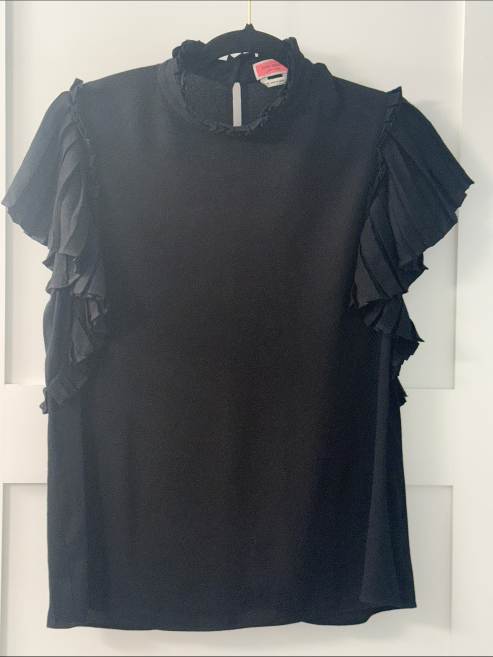 kate spade black ruffle-sleeve mock neck blouse - Picture 11 of 12